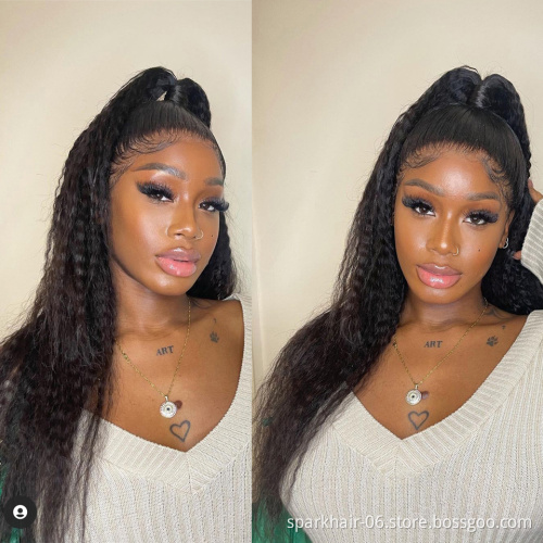 150% 180% Density Kinky Straight Human Hair Wigs Lace Front Wigs Kinky Straight 13x6 Lace Frontal Human Hair Wigs